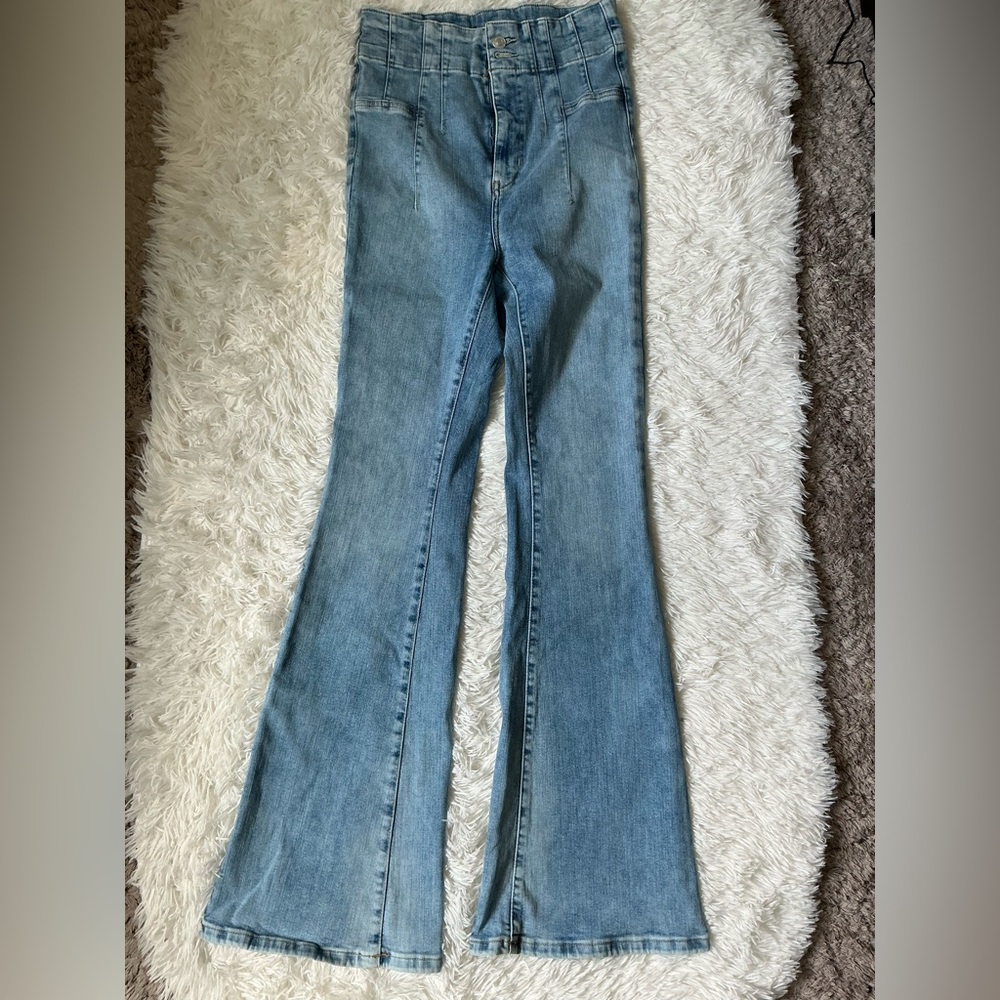 Free People We The Free High Waist Flare Jeans | Size 29 | Medium Wash | - Picture 2 of 9